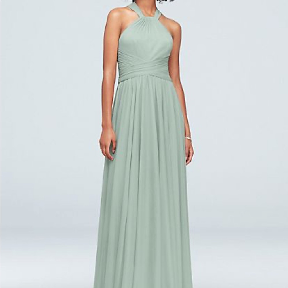 Dusty sage David’s bridal bridesmaid dress